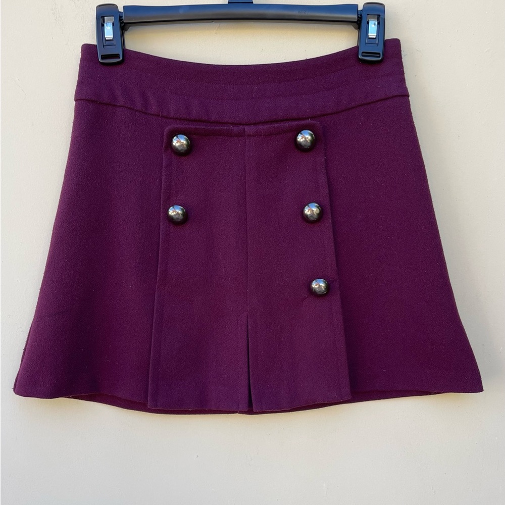 Urban Outfitters COPE Pleated Panel Raspberry/Burgundy Mini Skirt Sz 0 - Picture 2 of 8